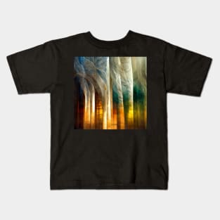 Abstract Birch Trees Stained Glass Kids T-Shirt